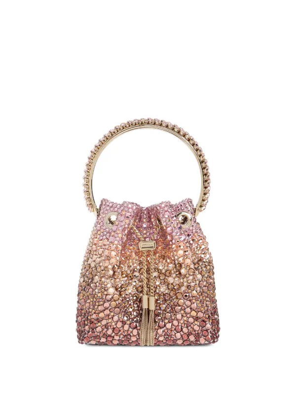 Jimmy Choo Bon Bon Crystal Bucket Bag in Pink