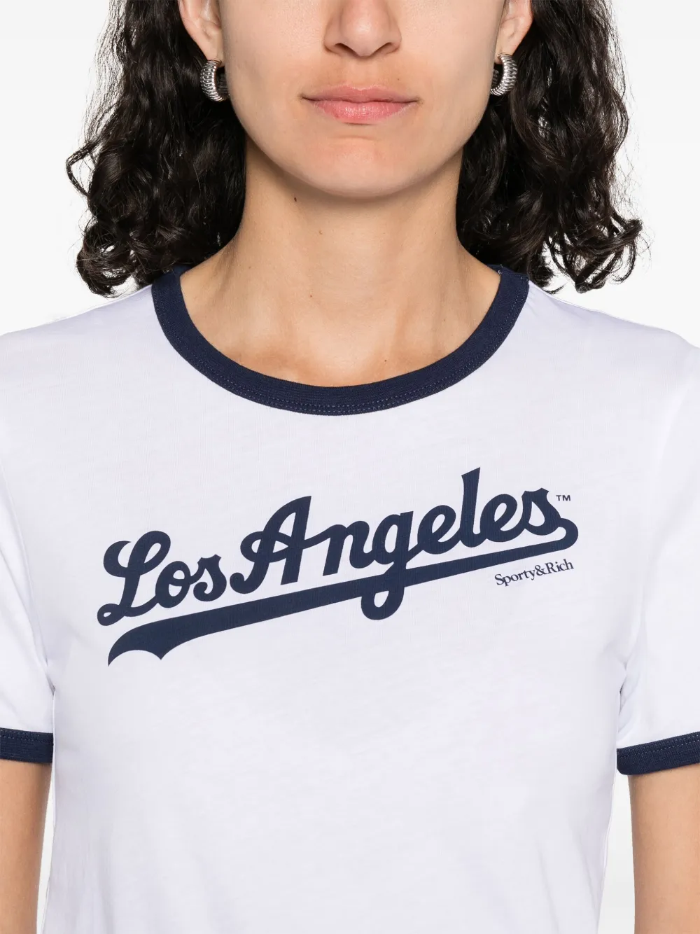 Sporty & Rich Dodgers Ringer T-shirt Wit