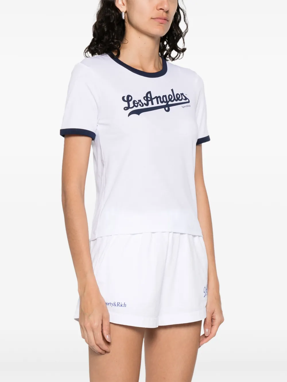 Sporty & Rich Dodgers Ringer T-shirt Wit