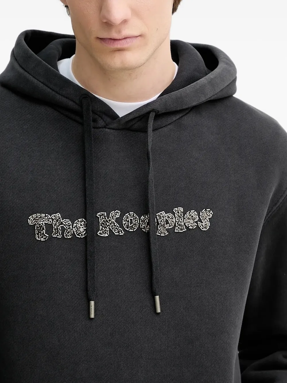 The Kooples Embroidered-logo Hoodie In Black