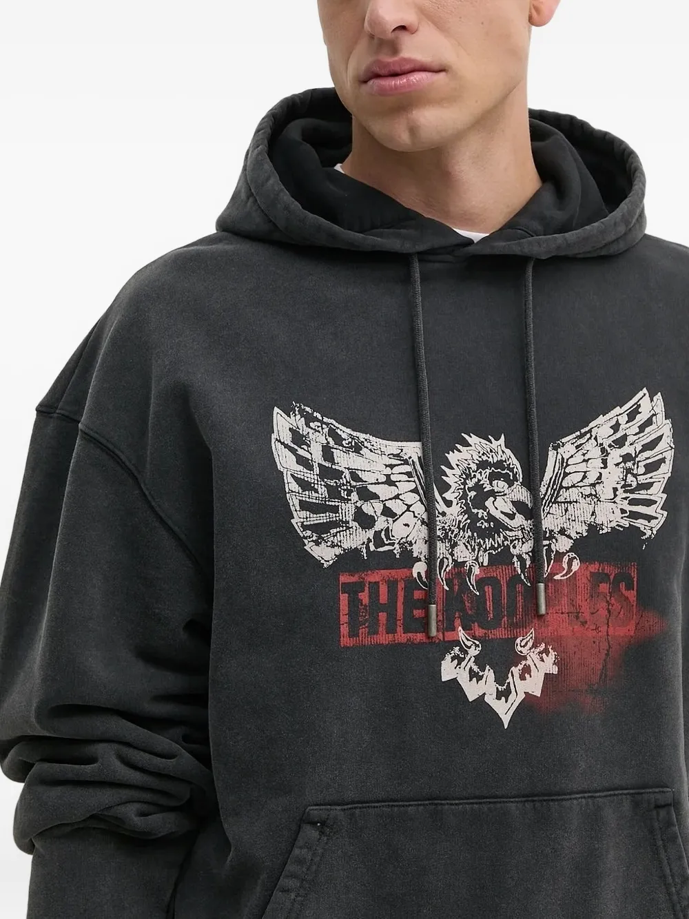 The Kooples Eagle-print Hoodie In Gray