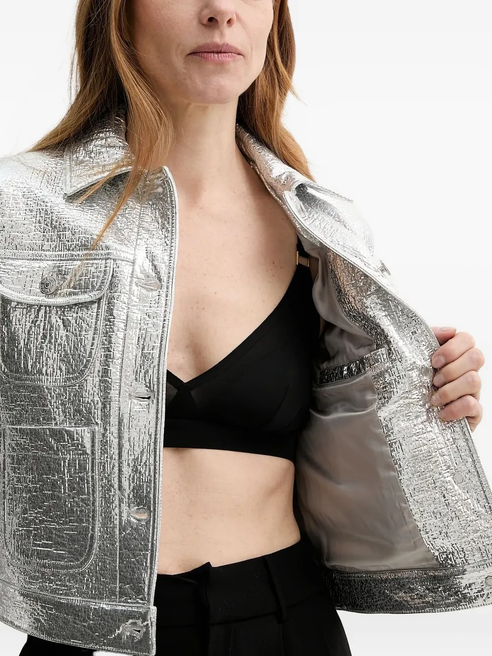 The Kooples Metallic-effect Jacket In White