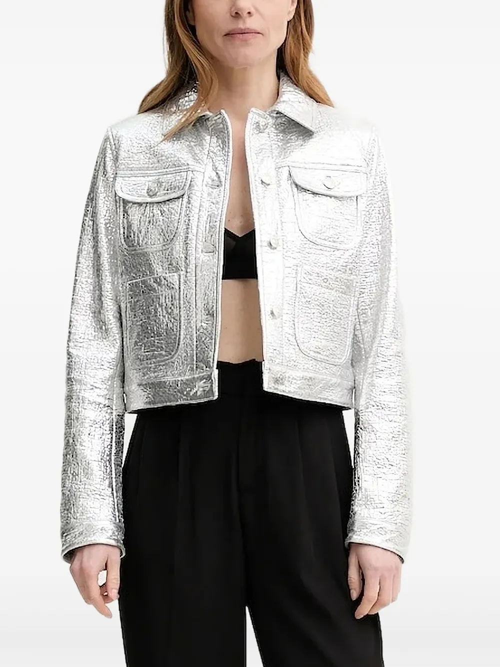 The Kooples Metallic-effect Jacket In White
