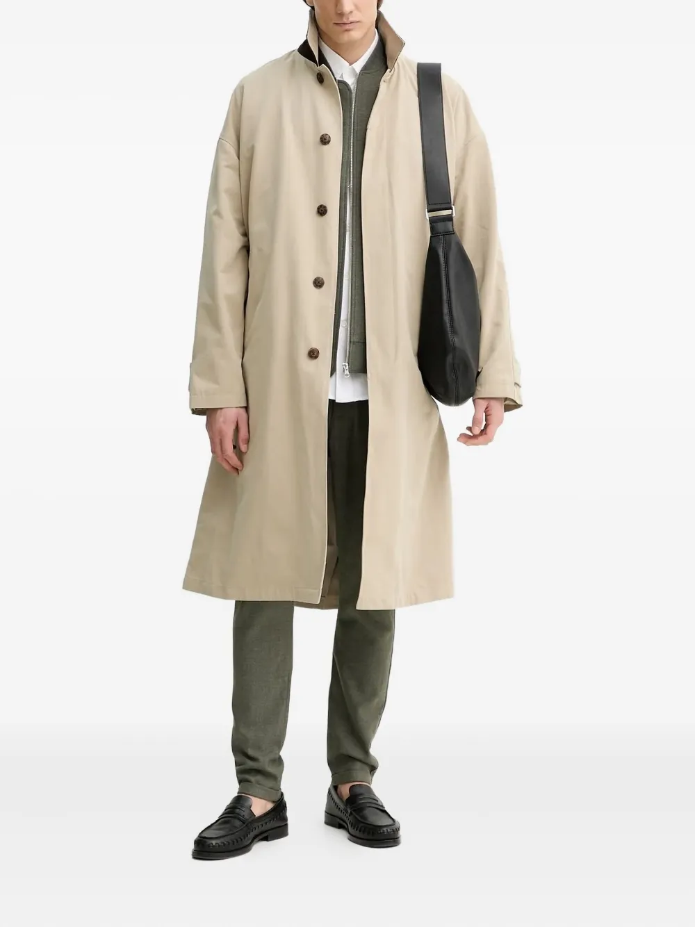 Les Deux Corduroy-collar Buttoned Coat In Neutral