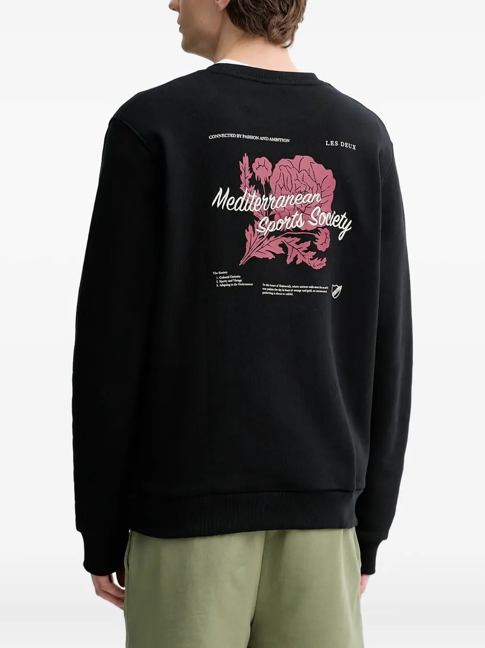 Les Deux graphic-print crew-neck sweatshirt Zwart