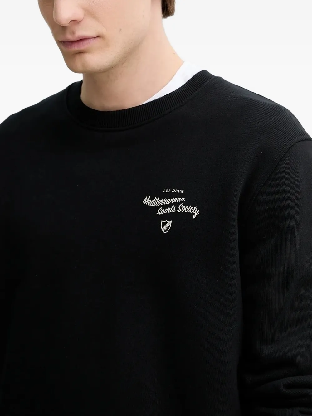 Les Deux graphic-print crew-neck sweatshirt Zwart