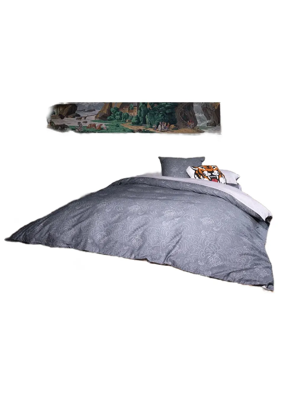 Kenzo Tiger-print Duvet Set In Gray