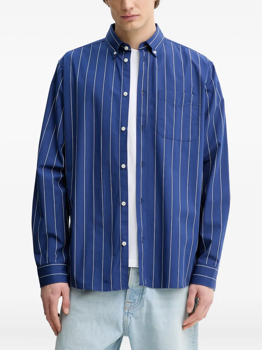 Les Deux Kent Oxford-hemd Mit Nadelstreifen In Blue