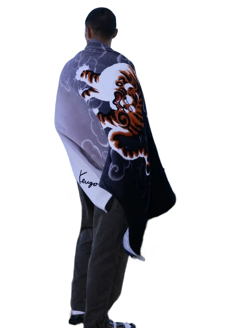 Kenzo logo cloud beach towel Zwart