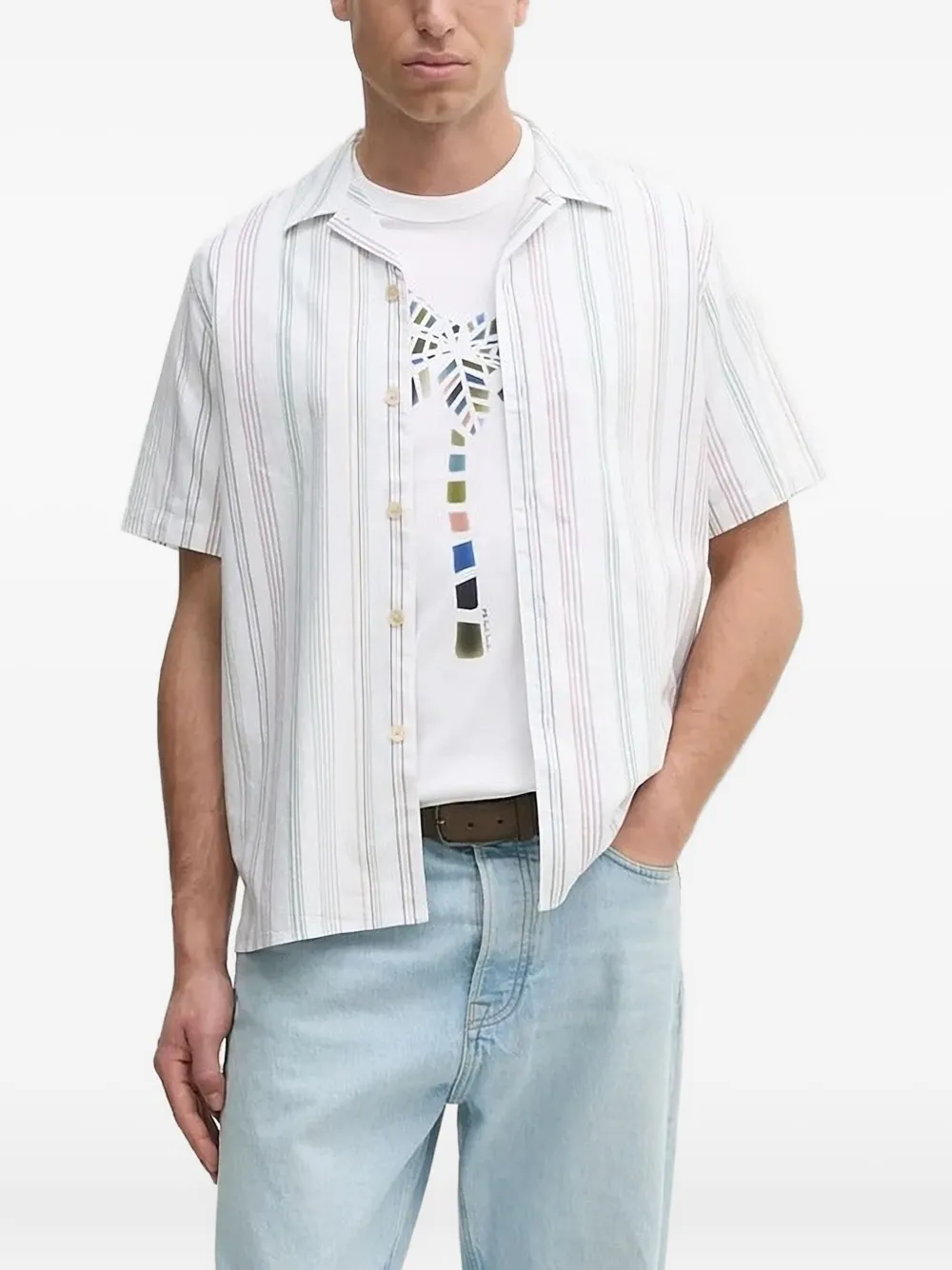 PS Paul Smith striped short-sleeve shirt Wit