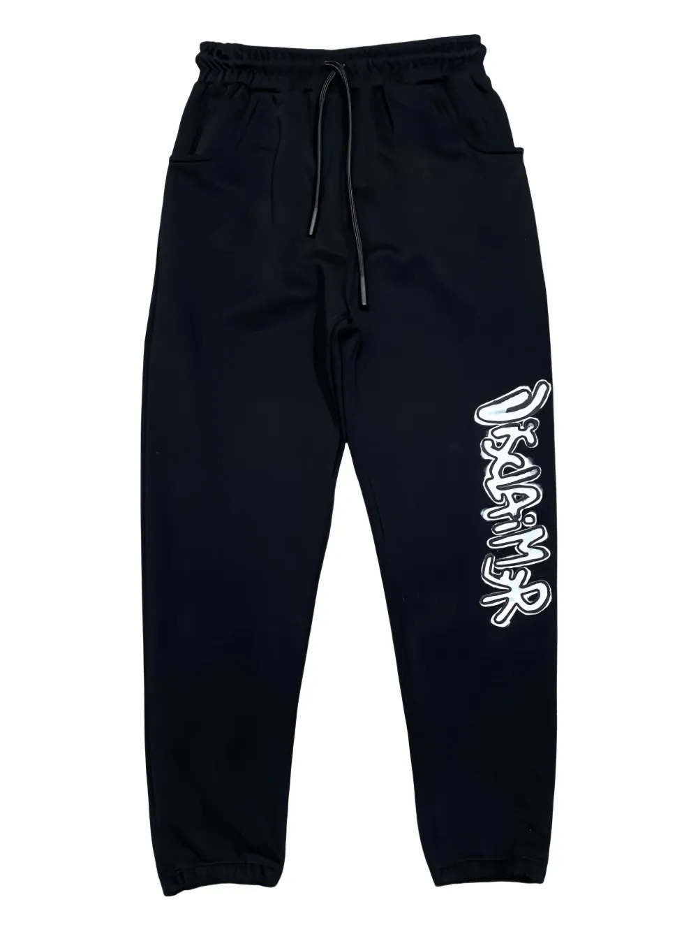 Disclaimer Logo-print Drawstring Track Pants In Black
