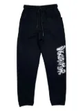 DISCLAIMER logo-print drawstring track pants - Black