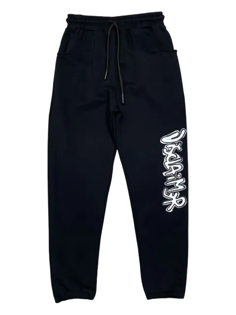 DISCLAIMER logo-print drawstring track pants