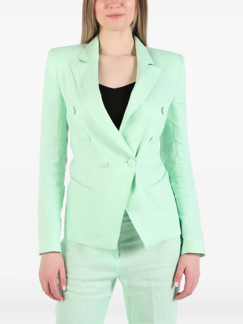 Sound Of Silence Structured Double-breasted Jacket In Green