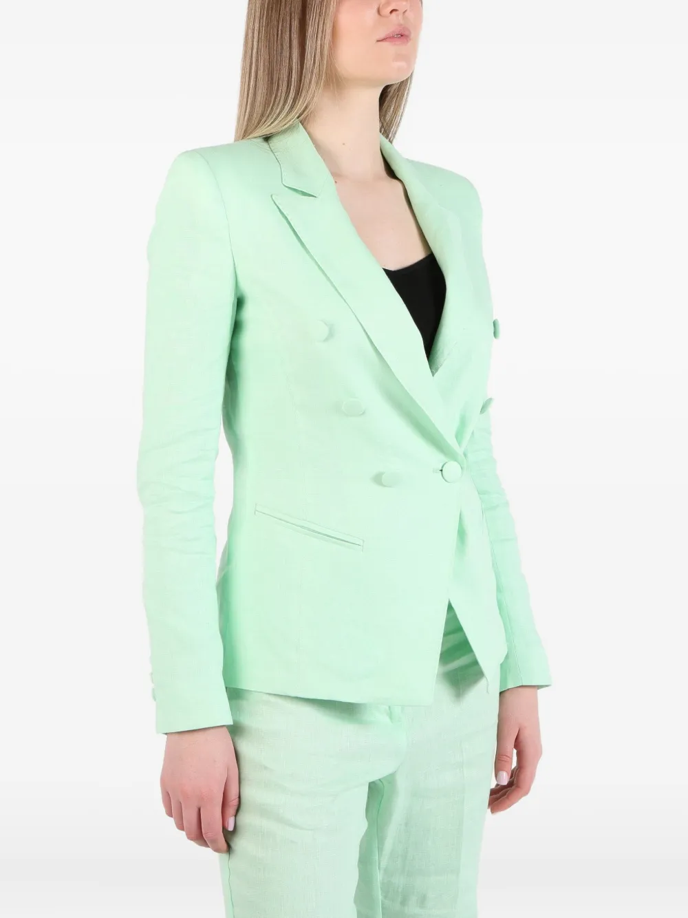Sound Of Silence Structured Double-breasted Jacket In Green