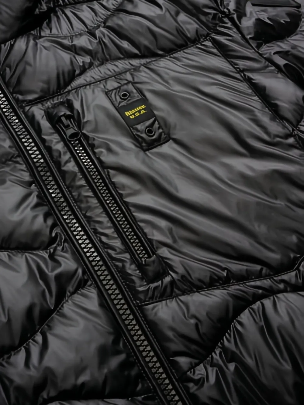 Blauer Gewatteerd jack met patroon Zwart