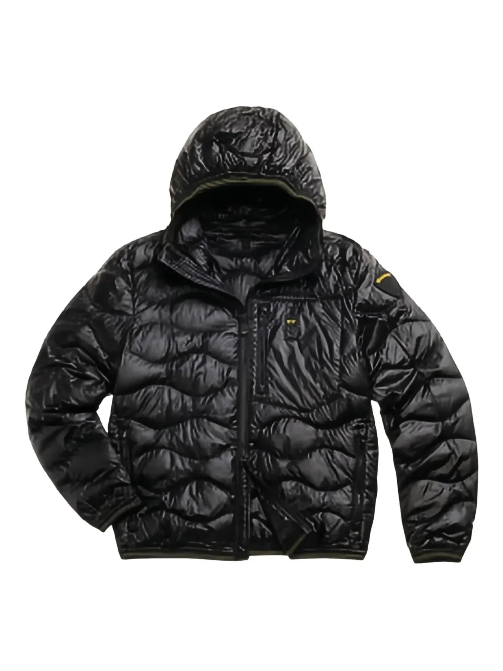 Blauer quilted-pattern padded jacket Zwart