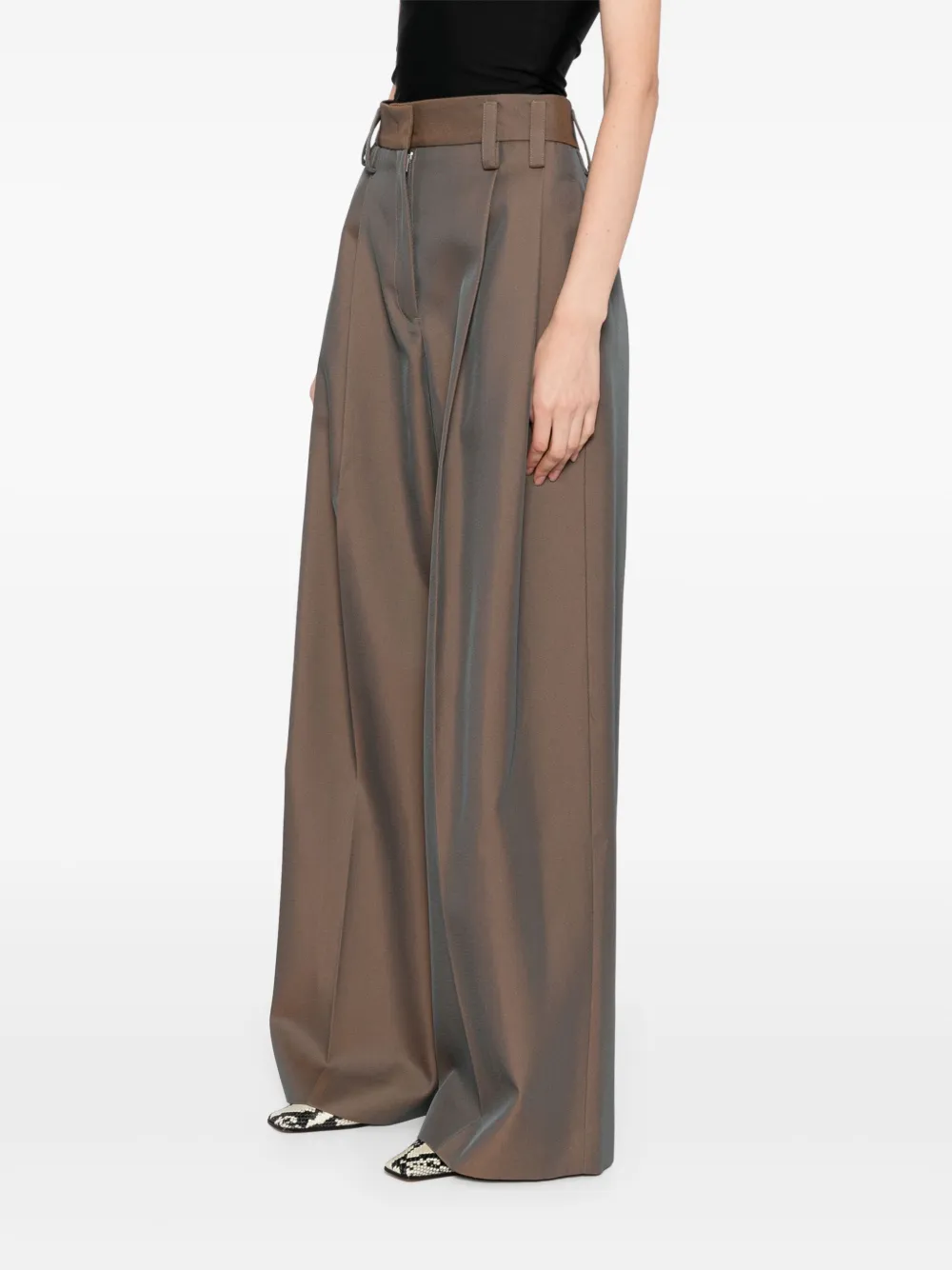 Jil Sander Broek met wijde pijpen Bruin