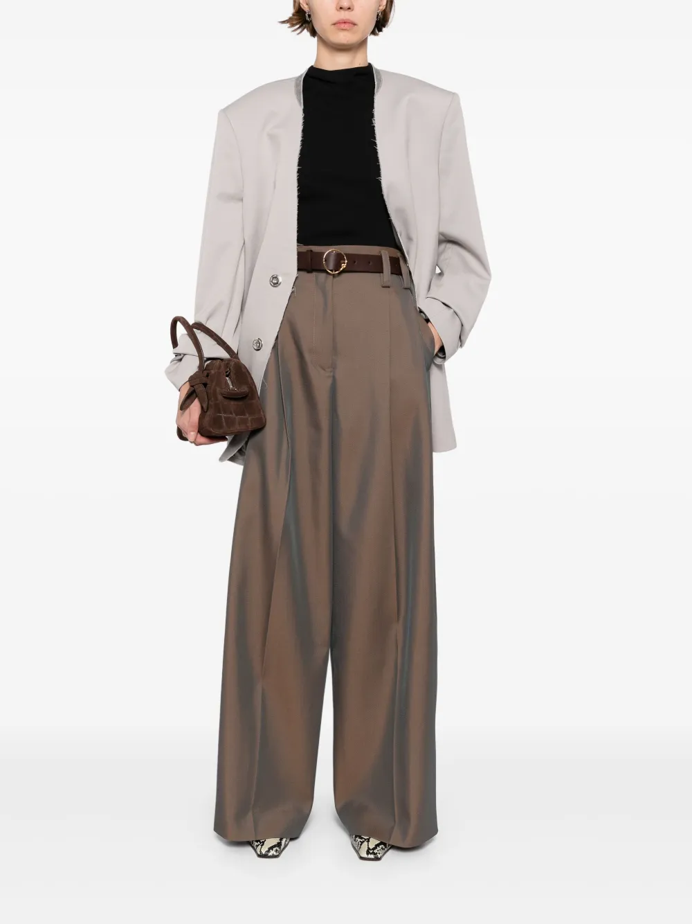 Jil Sander Broek met wijde pijpen - Bruin