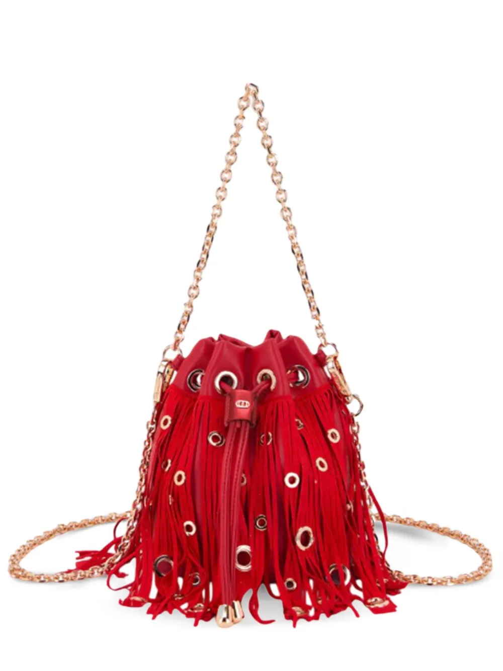 La Carrie mini fringed bucket bag | Red | Image 1
