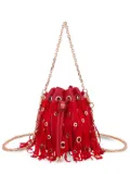 La Carrie mini fringed bucket bag - Red