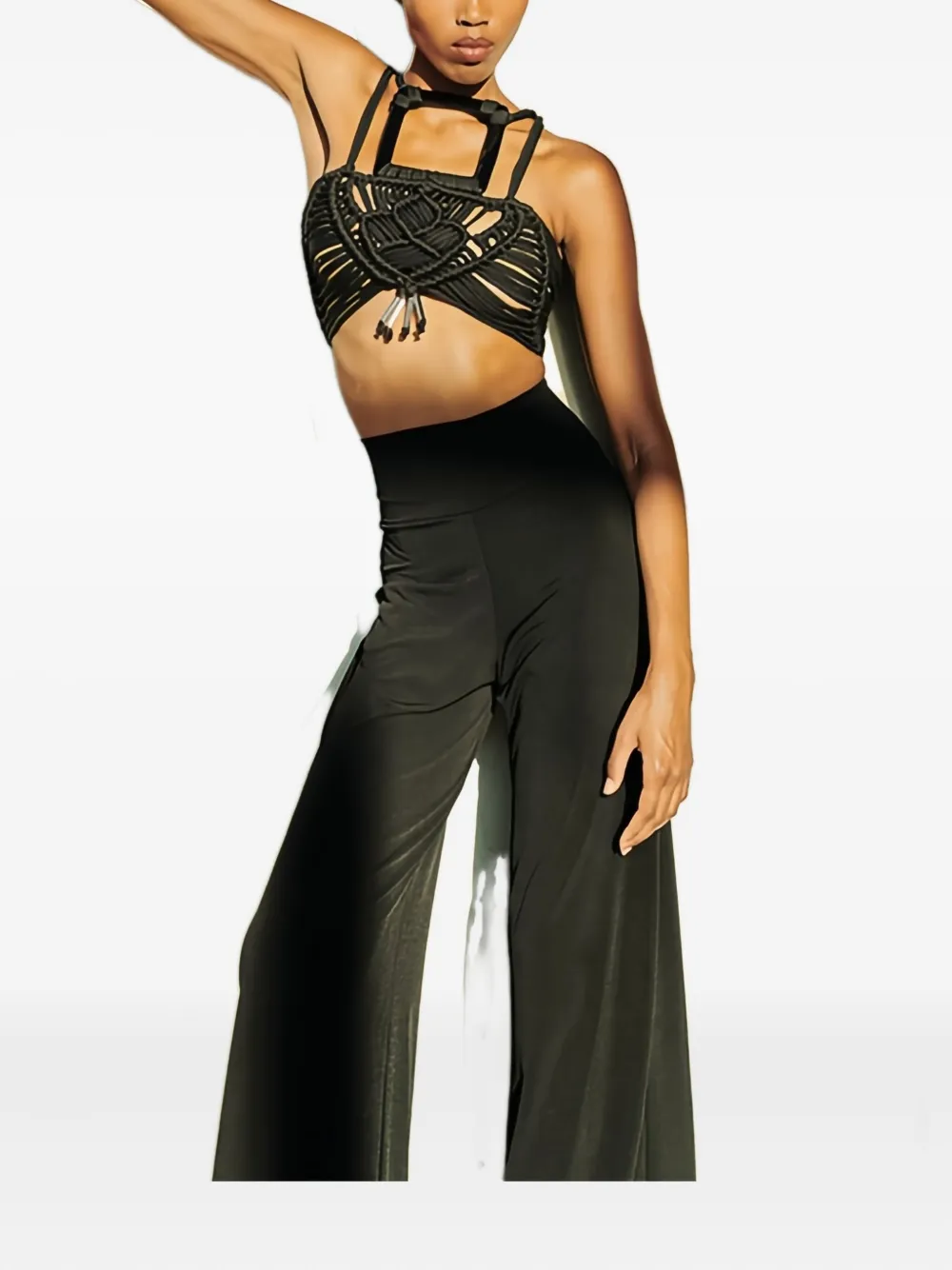 Karima Knotted Square-neck Top In Black