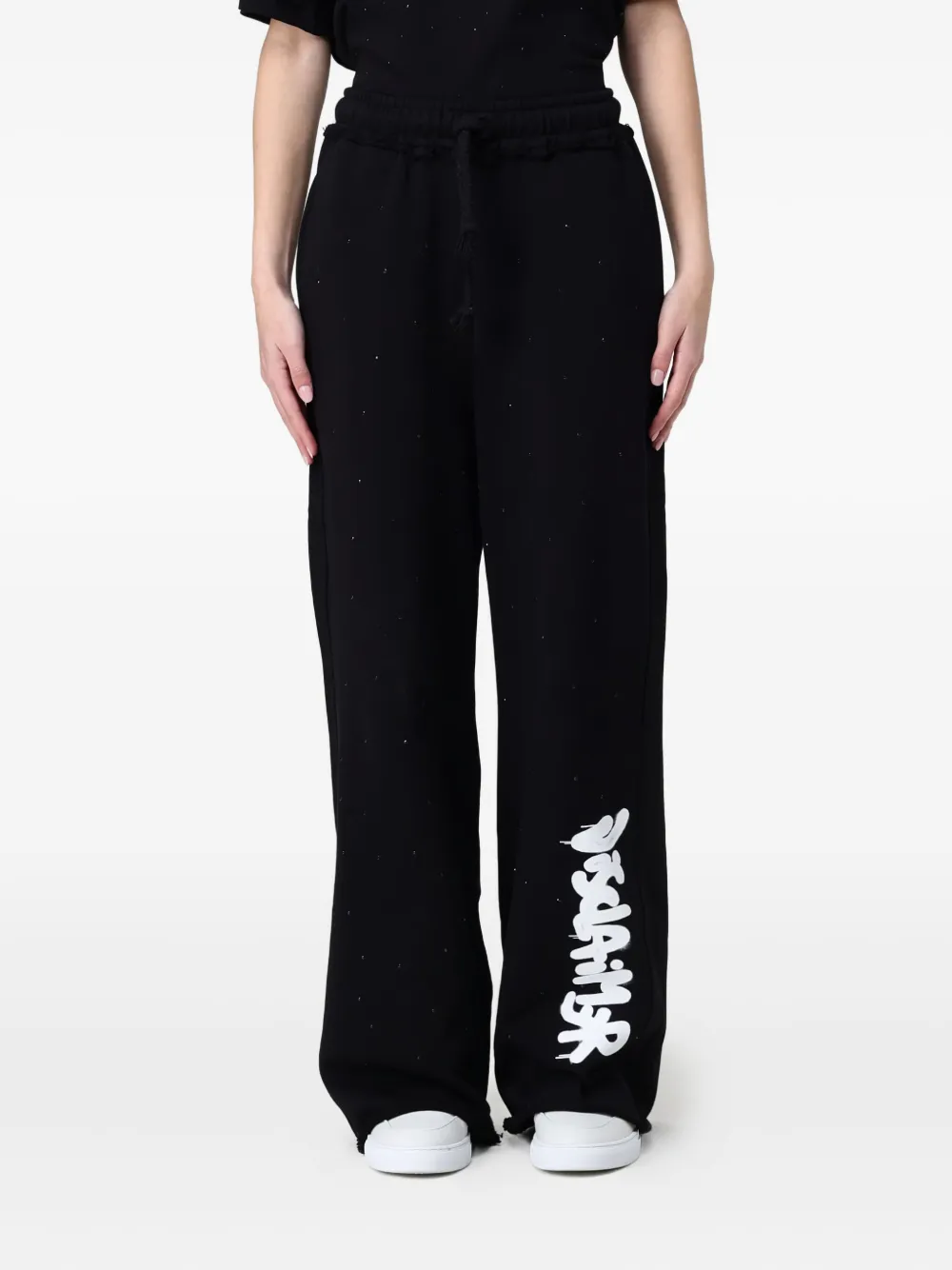 Disclaimer Embellished Drawstring Trousers In Black