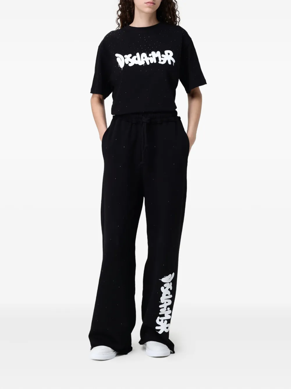 DISCLAIMER Broek verfraaid met trekkoord - Zwart