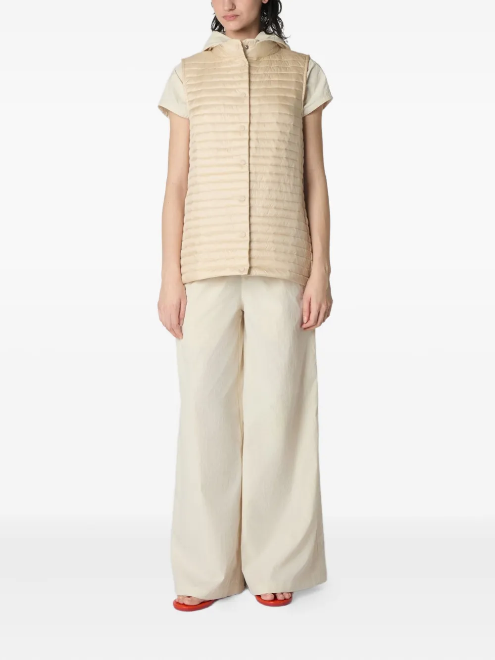 Save The Duck quilted sleeveless gilet Beige