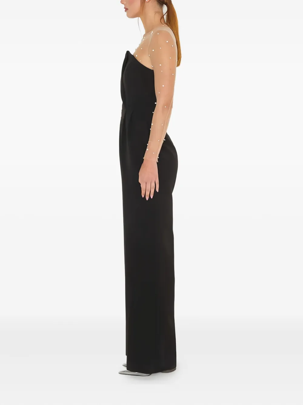 Sound Of Silence Mesh-upper Embellished Jumpsuit In Black