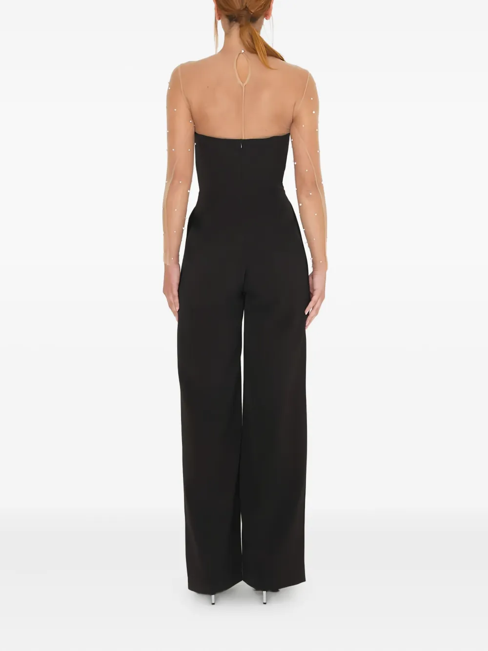 Sound Of Silence Mesh-upper Embellished Jumpsuit In Black