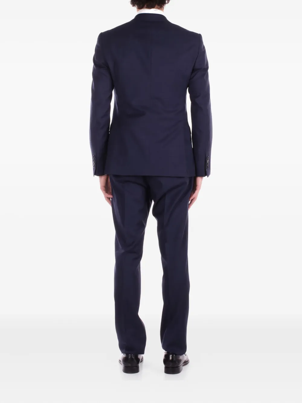Emporio Armani virgin-wool single-breasted suit Blauw