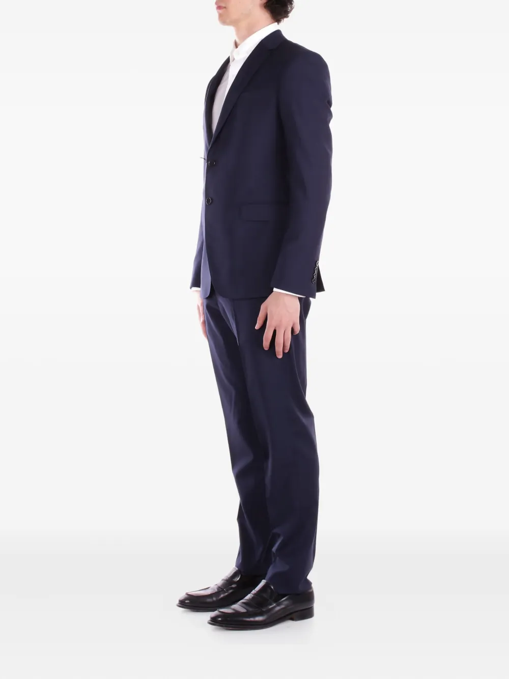 Emporio Armani virgin-wool single-breasted suit Blauw
