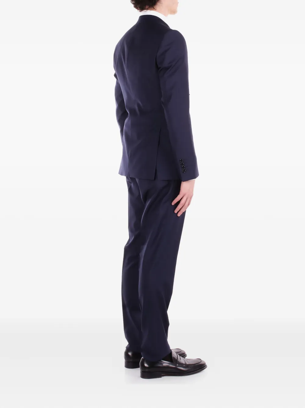 Emporio Armani virgin-wool single-breasted suit Blauw