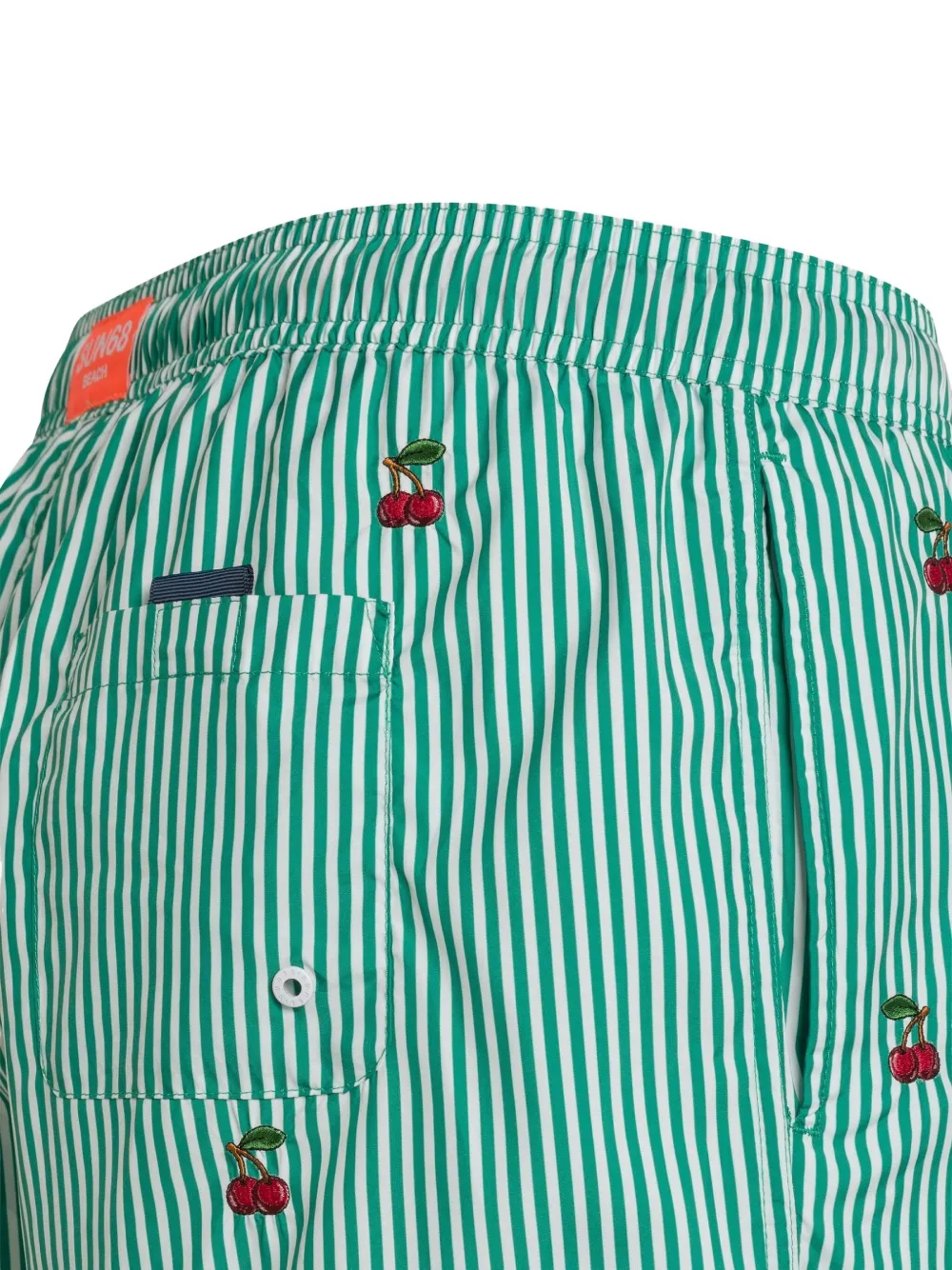 Sun68 cherry-print striped swim shorts Groen