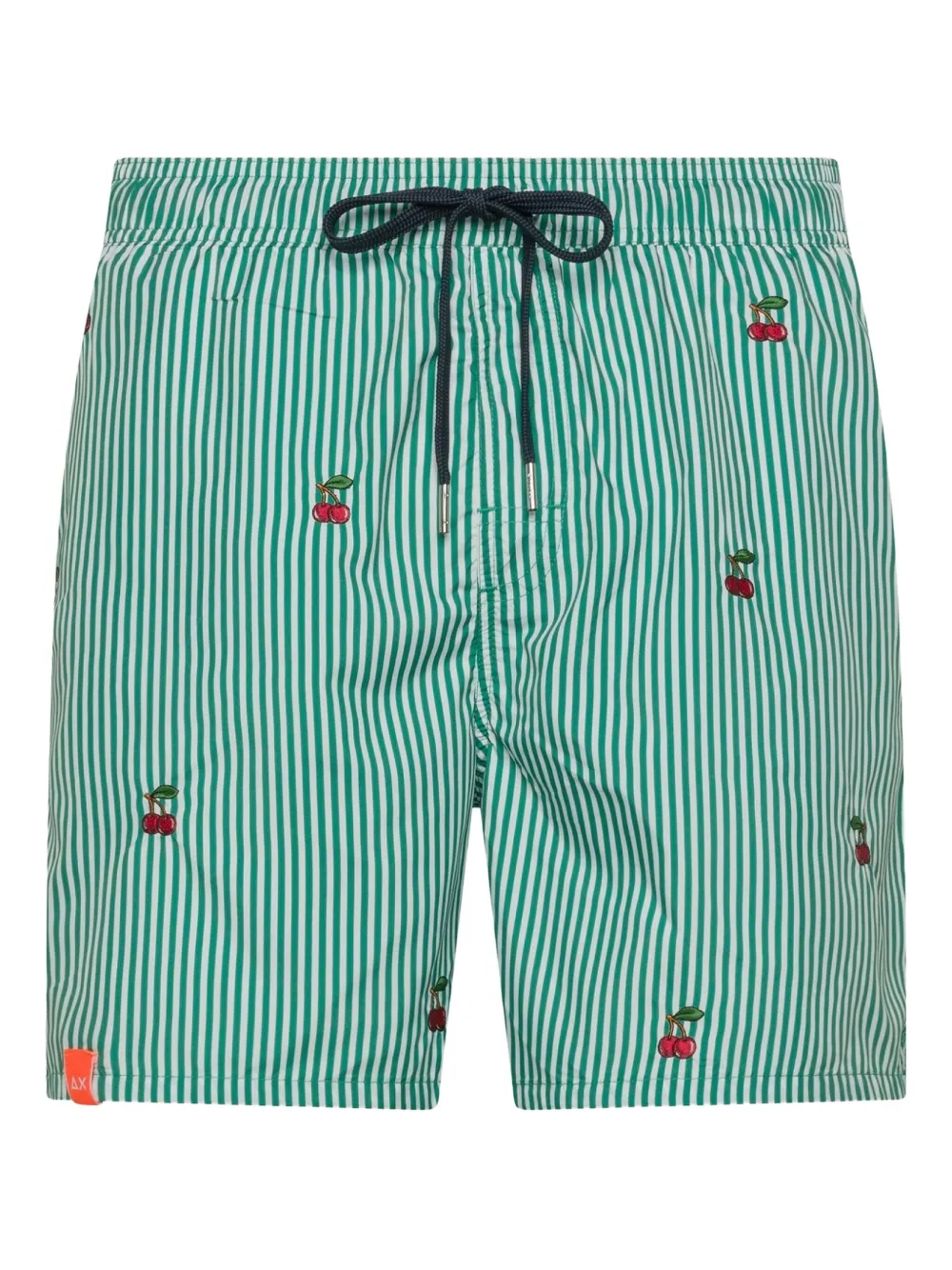 Sun68 cherry-print striped swim shorts Groen