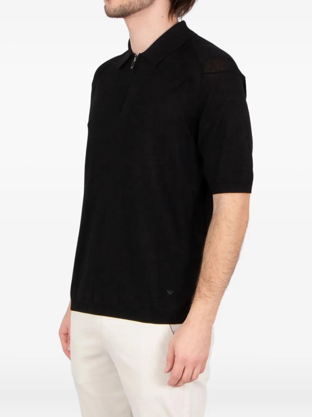 Emporio Armani half-zip polo shirt Zwart