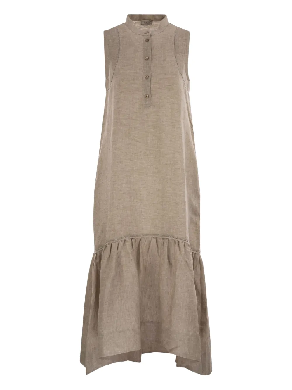 Peserico ruffled sleeveless midi dress Beige