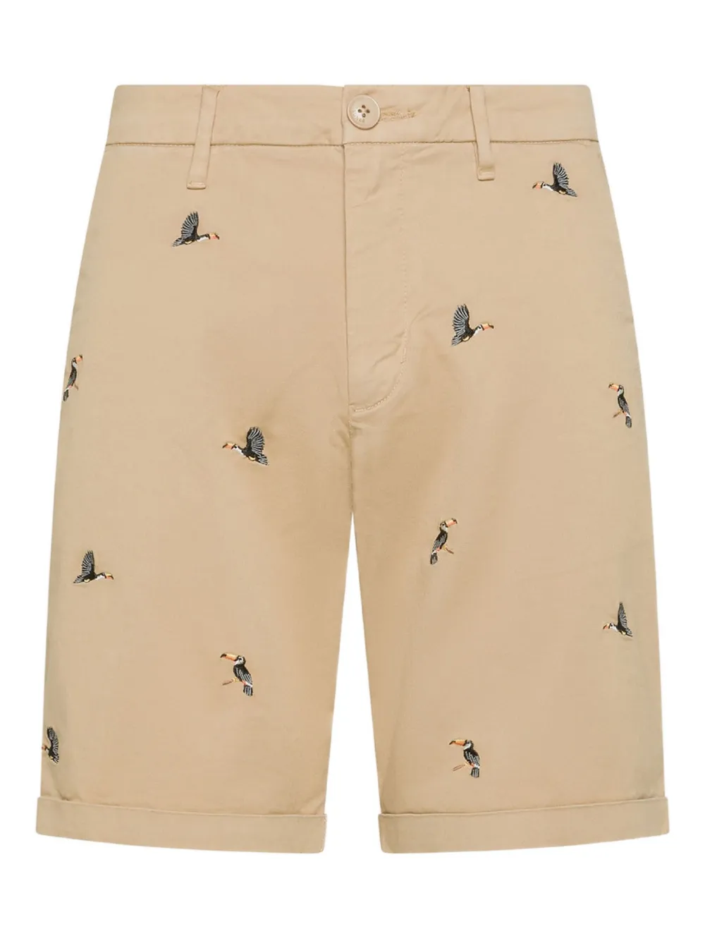 Sun68 cuffed embroidered shorts Beige