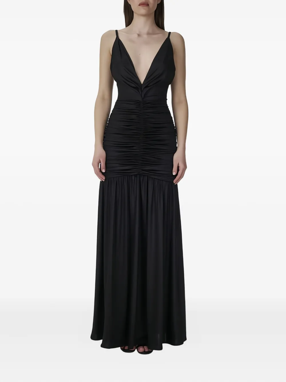 Sound Of Silence V-neck ruched-centre gown | Black | Image 1