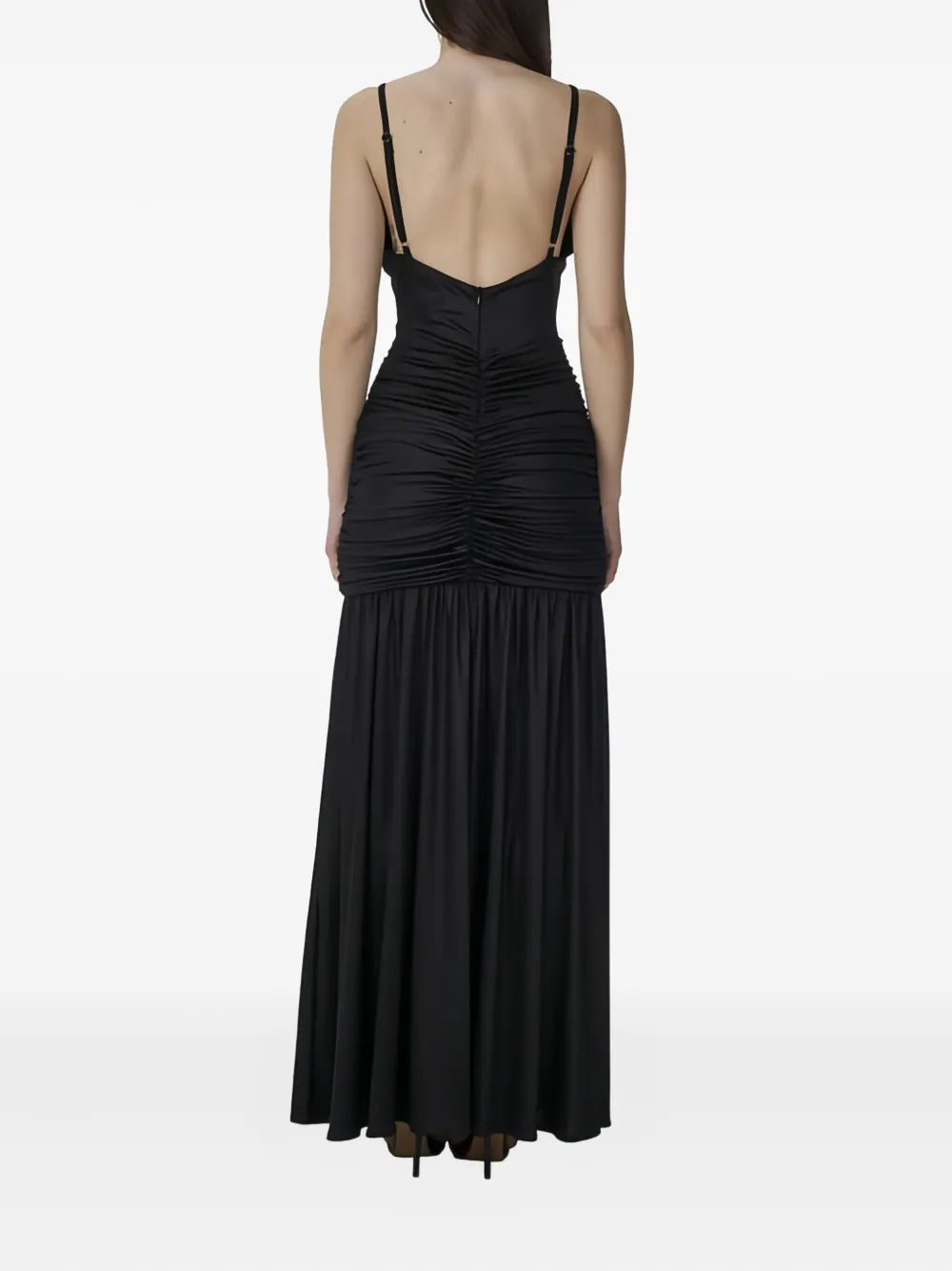 Sound Of Silence V-neck ruched-centre gown Zwart