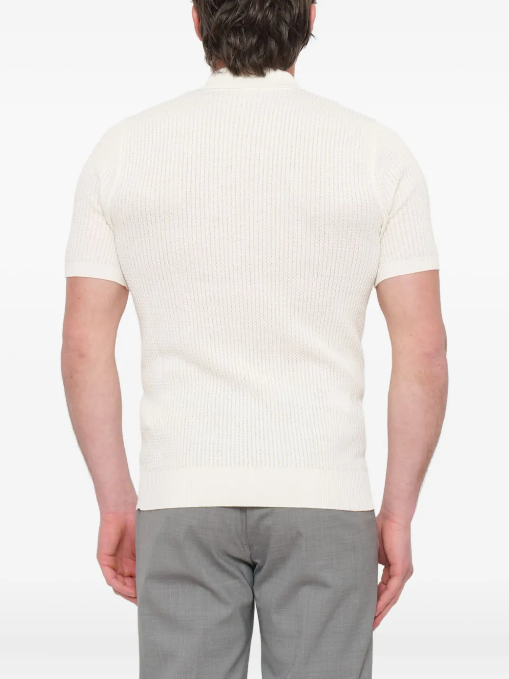 Eleventy ribbed zip-collar polo shirt Beige