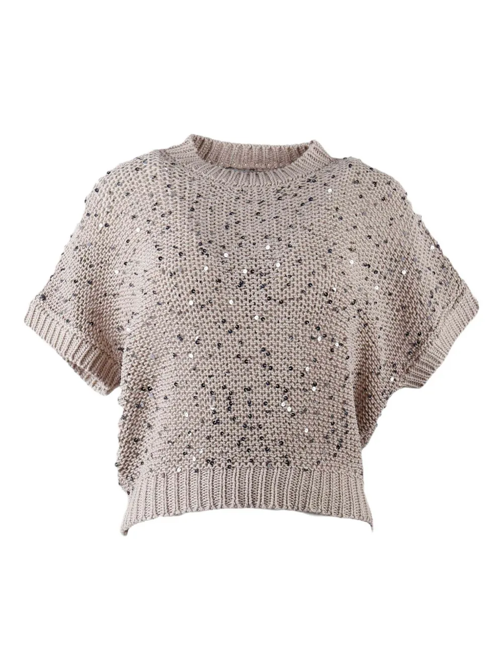Peserico sequin-embellished short-sleeved sweater Grijs