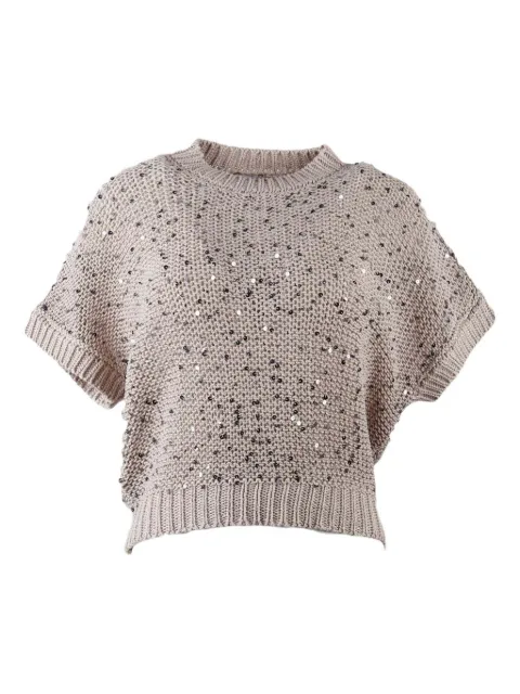 Peserico sequin-embellished short-sleeved sweater