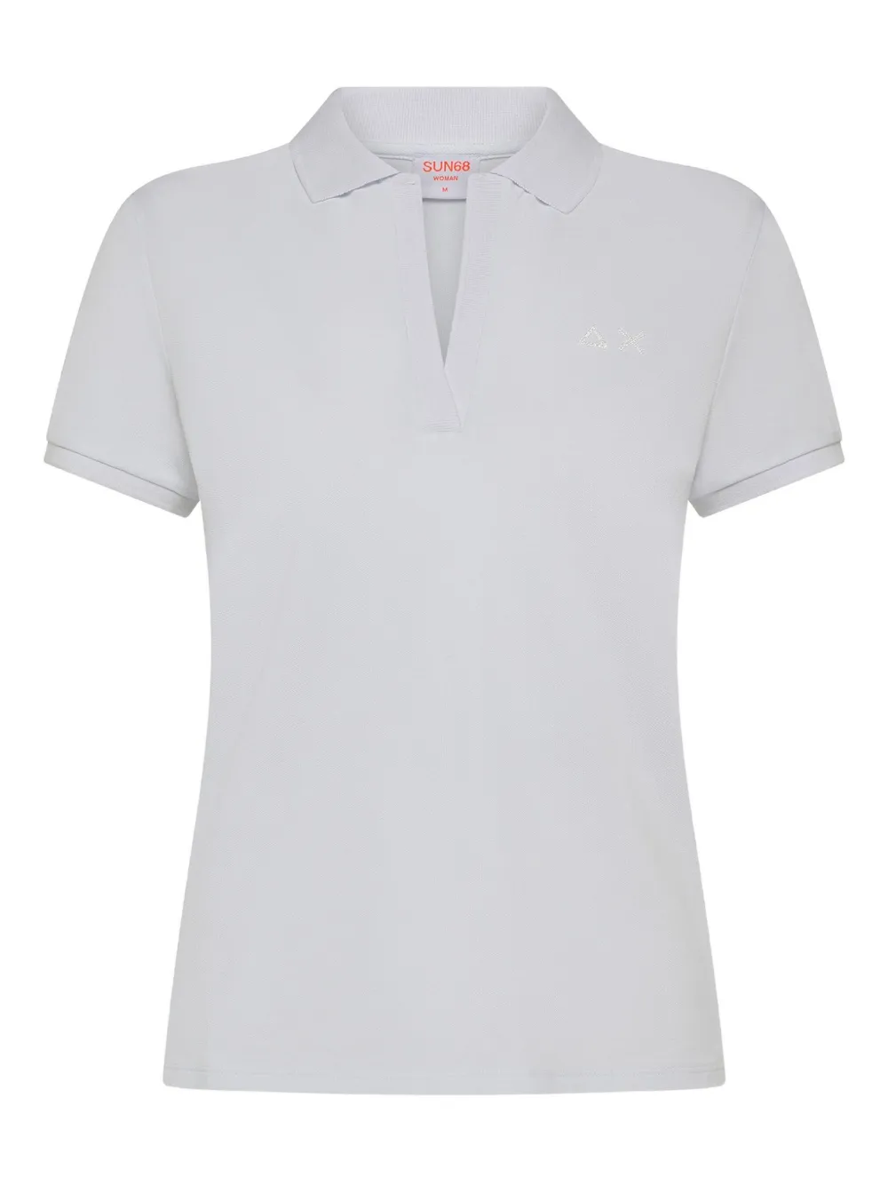 Sun 68 Short-sleeve Henley Polo Shirt In Metallic
