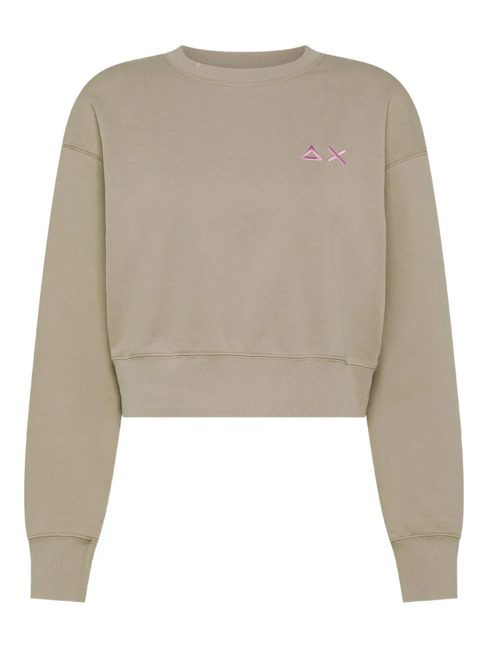 Sun 68 Embroidered-logo Cropped Sweatshirt In Green