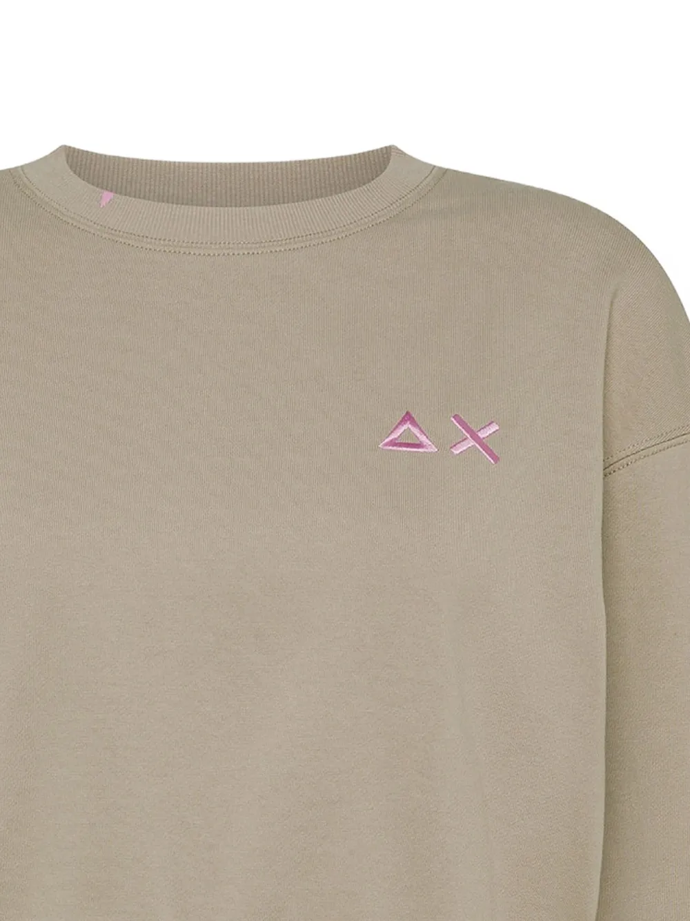 Sun 68 Embroidered-logo Cropped Sweatshirt In Gray