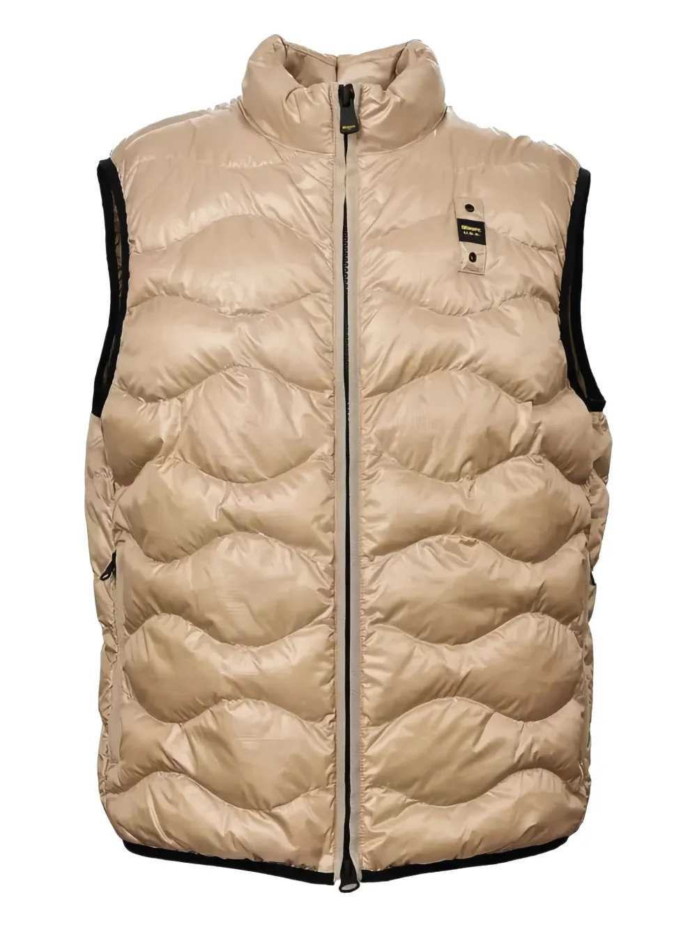 Blauer quilted wave-pattern gilet Beige