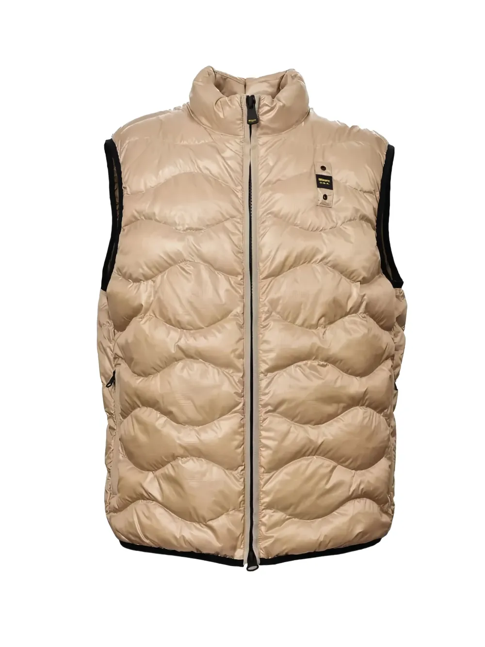 Blauer quilted wave-pattern gilet Beige