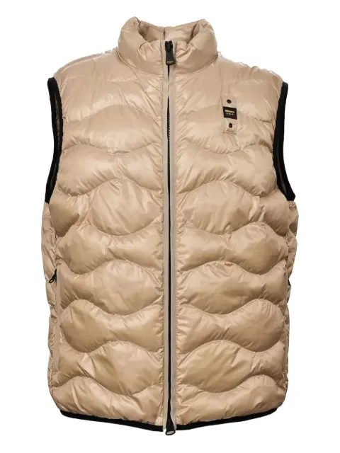Blauer quilted wave-pattern gilet